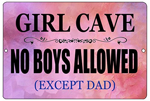 Product Cover Rogue River Tactical Funny Girl Cave Metal Tin Sign Wall Decor Bar Daughter Pink No Boys Allowed Bedroom Door