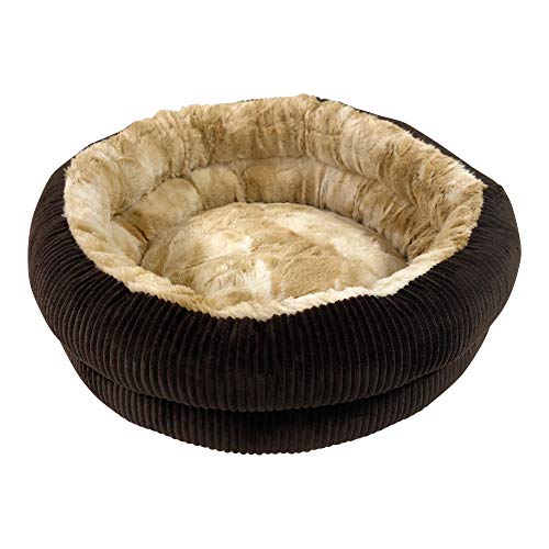 Product Cover Pet Craft Supply Round Cat Bed - Cute and Comfortable Self Warming Plush Calming Cat Bed for Indoor Cats