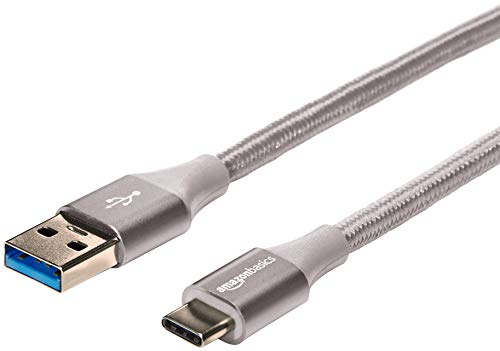 Product Cover AmazonBasics Double Braided Nylon USB Type-C to Type-A 3.1 Gen 1 Charger Cable | 10 feet, Silver