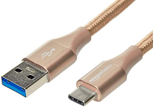 Product Cover AmazonBasics Double Braided Nylon USB Type-C to Type-A 3.1 Gen 1 Charger Cable | 6 feet, Gold