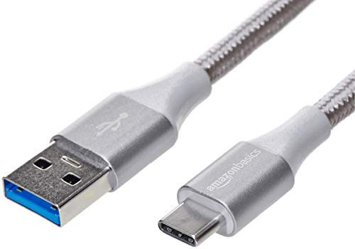 Product Cover AmazonBasics Double Braided Nylon USB Type-C to Type-A 3.1 Gen 1 Charger Cable | 6 feet, Silver