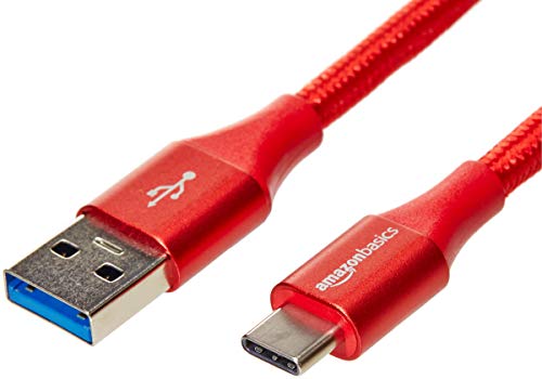 Product Cover AmazonBasics Double Braided Nylon USB Type-C to Type-A 3.1 Gen 1 Charger Cable | 6 feet, Red