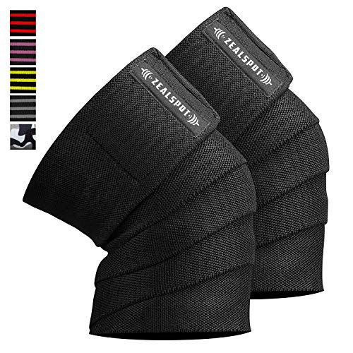Product Cover Zealspot Knee Wraps(Pair) Compression & Elastic Support for Cross Training,WODs,Gym, Workout,Weightlifting,Fitness & Powerlifting - Best Knee Straps for Squats -For Men & Women-72 inches (Black(Pair))