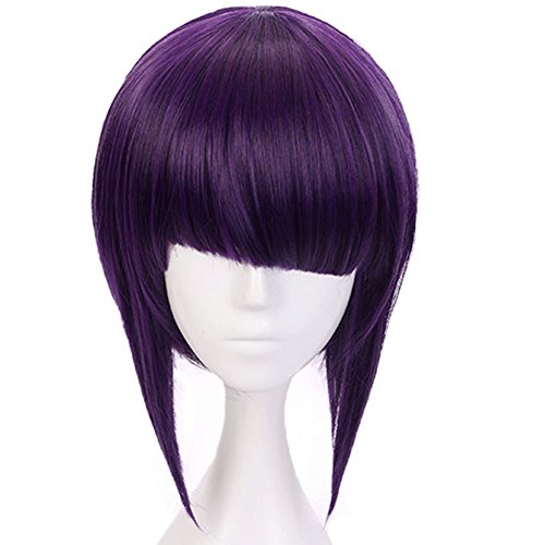 Product Cover Anogol Hair Cap+Purple Cosplay Wig Costume Synthetic Hair Bob Wigs With Fringe Hairstyles