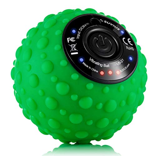 Product Cover SUVIUS Ball Electric Vibrating Rechargeable Foam Roller - 4 Intensity Levels for Firm Battery-Powered Deep Tissue Recovery, Training, Massage - Therapeutic Back and Muscle Massage Roller (Green)