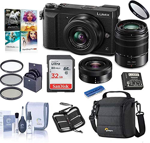 Product Cover Panasonic Panasonic Lumix DMC-GX85 Mirrorless Camera with 12-32 & 45-150mm Lenses and Free Accessories Kit