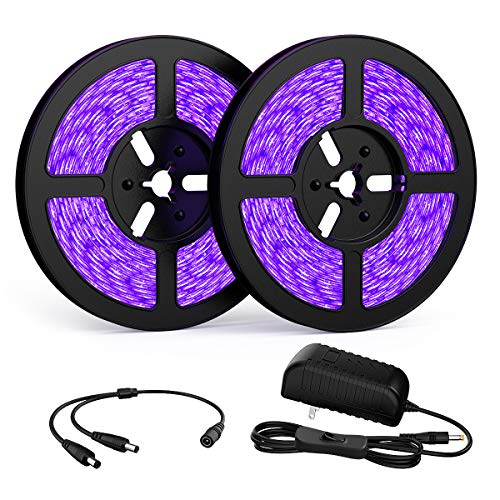 Product Cover Onforu 33ft LED UV Black Light Strip Kit, 600 Units UV Lamp Beads, 12V Flexible Blacklight Fixtures, 10m LED Ribbon, Non-Waterproof for Indoor Fluorescent Dance Party, Stage Lighting, Body Paint