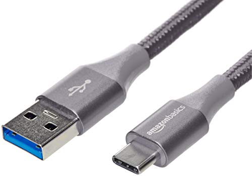Product Cover AmazonBasics Double Braided Nylon USB Type-C to Type-A 3.1 Gen 1 Cable | 6 feet, Dark Grey