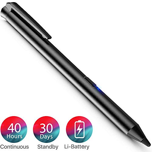 Product Cover Heiyo Stylus Pen iPad Pencil, Active Capacitive Digital Pens Supporting 40-Hour Working 30-Day Standby Touchscreen iPad Stylus for iPad Series (3 Replaceable Tips)