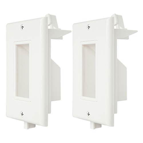 Product Cover Recessed Wall Plate WI1009-2 2 Pack Decotive Wall Plate with Fly Mounting Wings Bottom Opening for Low Voltage Cable Pass Through