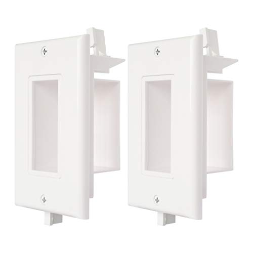 Product Cover Cable Wall Plate 2 Pack Decotive Recessed Wall Plate with Easy Mount Wings Side Opening for Low Voltage Cable Wall Plate WI1010-2