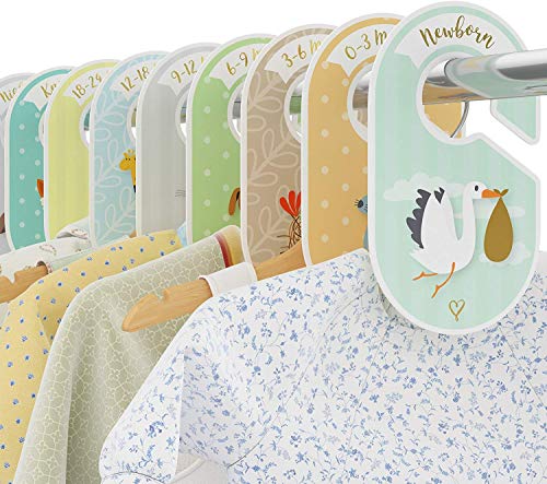 Product Cover Baby Closet Dividers - 18 Wardrobe Organisers/Hangers - Arrange Clothes by Garment Type or Age - Best Baby Shower Gift Set for Boys and Girls - Woodland/Safari/Farm Animal Theme - Cozy Hedgehog