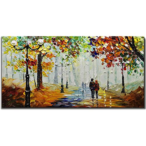 Product Cover Yotree Paintings, 24x48 Inch Paintings Rainy Stree Oil Hand Painting Painting 3D Hand-Painted On Canvas Abstract Artwork Art Wood Inside Framed Hanging Wall Decoration Abstract Painting