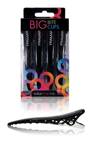 Product Cover Framar Black Big Bite Clips - Set of 4 Professional Hair Clips - Hair Clips for Styling, Clips for Hair, Metal hair Clips - Extra Grip & Durable