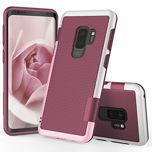 Product Cover Galaxy S9 Plus Case, S9+ Case, TILL(TM) Ultra Slim 3 Color Hybrid Impact Anti-Slip Shockproof Soft TPU Hard PC Bumper Extra Front Raised Lip Case Cover for Samsung Galaxy S9 Plus G965U [Wine]