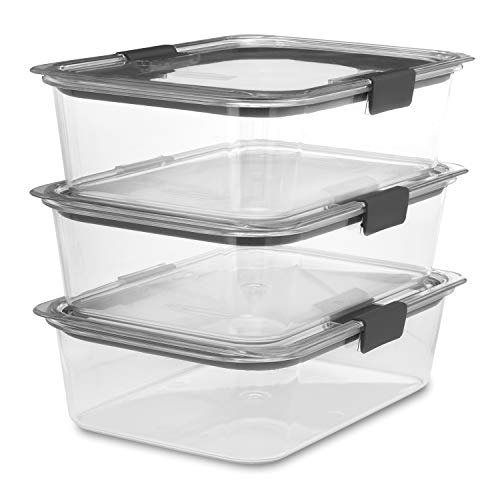 Product Cover Rubbermaid Brilliance Food Storage Container, Large, 9.6 Cup, Clear, 3 Pack