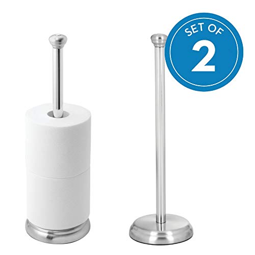 Product Cover iDesign York Metal Free Standing Toilet Paper Tissue Holder, Roll Reserve Canister for Kids', Guest, Master, Office Bathroom, 5