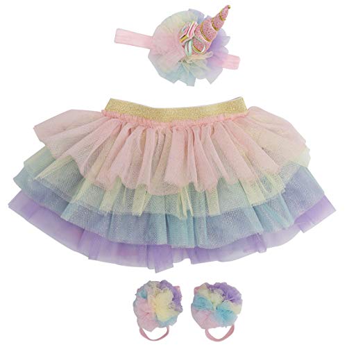 Product Cover Unicorn Newborn Baby Girl Outfit Tutu Set Skirt Headband Photography Prop for Babies Size: 0-9 Months