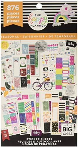 Product Cover me & my BIG ideas Sticker Value Pack - The Happy Planner Scrapbooking Supplies - All in A Season Theme - Multi-Color & Gold Foil - Great for Projects & Albums - 30 Sheets, 876 Stickers Total
