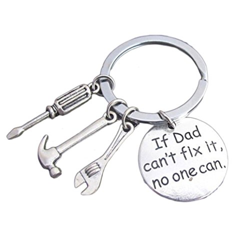 Product Cover Fathers Day Gifts Keychain - If Dad Can't Fix It, No One Can, Little Cute Tools Charm Key Chain Ring Gift from Daughter Son Kids Wife, Unique Novelty Gift for Birthday Thanksgiving Christmas