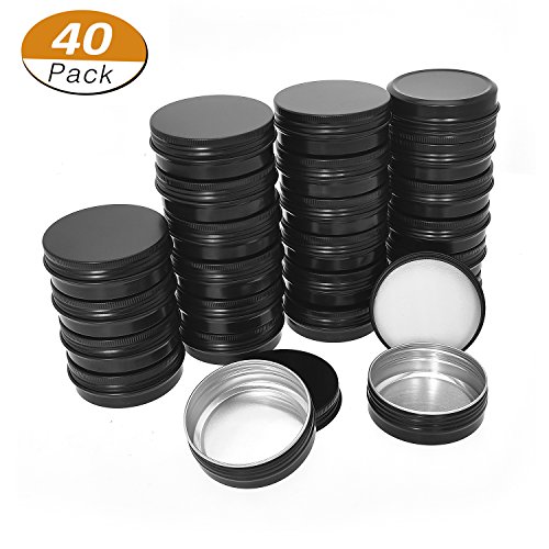 Product Cover Aybloom Aluminum Tin Cans - 40 Pack 1OZ / 30G Round Metal Tin Container Screw Top Steel Tin Cans Cosmetic Sample Containers Candle Travel Tins