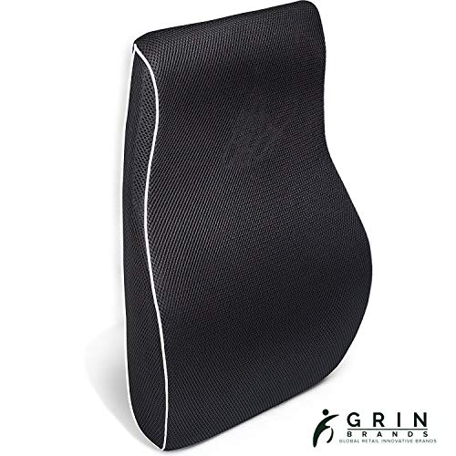Product Cover Grin Health Sit Right Ergonomic Back Support Memory Foam Backrest Lumbar Cushion
