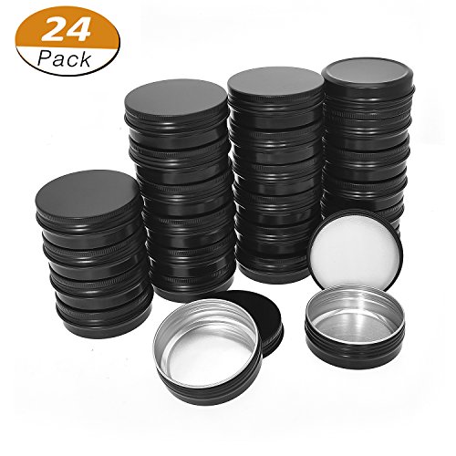 Product Cover Aybloom Aluminum Tin Cans - 24 Pack 2OZ / 60G Round Metal Tin Container Screw Top Steel Tin Cans Cosmetic Sample Containers Candle Travel Tins
