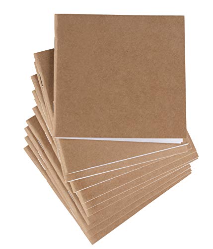 Product Cover Kraft Notebook - 48-Pack Unlined Blank Books, Unruled Plain Travel Journals for Students, School, Children's Writing Books, Class Projects, Brown, 4.1 x 4.2 Inches, 24 Sheets Each