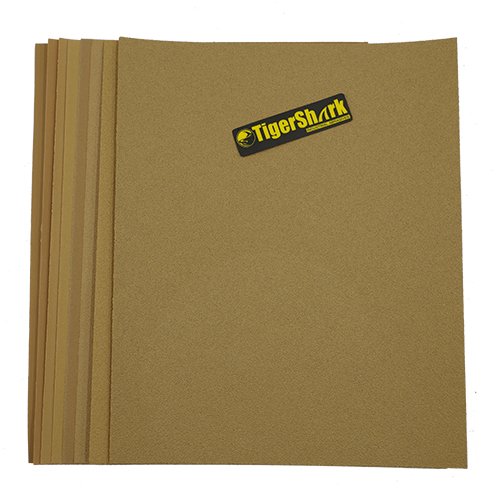 Product Cover TigerShark 9 inch by 11 inch Sanding Sheets Grit 80/100/120/150/180/220/320/400 8pcs Pack Paper Gold Line Special Anti Clog Coating