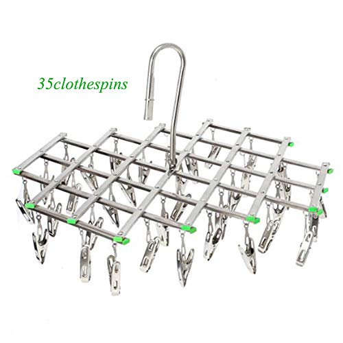 Product Cover qinglele Swivel Hook Stainless Steel 35 Pegs Drying Rack Clothes Hanger for Underwear Socks Gloves