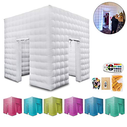 Product Cover Happybuy Inflatable Photo Booth 2 Doors Inflatable Photo Booth Enclosure 8.2 x 8.2ft Portable Inflatable LED Photobooth with Inner Air Blower Great for Parties Weddings Anniversary Birthdays Parties