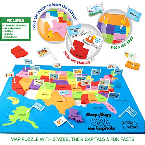 Product Cover Imagimake: Mapology USA with Capitals- Learn USA States Along with Their Capitals and Fun Facts- Fun Jigsaw Puzzle- Educational Toy for Kids Above 5 Years