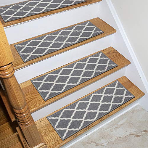 Product Cover Ottomanson Glamour Collection Trellis Design Stair Tread, 8.5