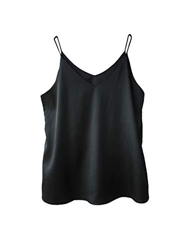 Product Cover Wantschun Womens Silk Satin Camisole Cami Plain Strappy Vest Top T-Shirt Blouse Tank Shirt V-Neck Spaghetti Strap XXS-4XL