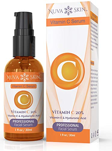 Product Cover Nuva Skin Vitamin C Serum for Face and Eyes w/Hyaluronic Acid & Liquid Vitamin E - Natural Anti Aging, Anti Wrinkle Facial Treatment - Antioxidant Moisturizer for Acne, Scars & Even Skin Tone