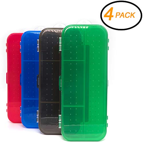 Product Cover Emraw Double Deck Organizer Box - Small Items Organizer Box with 5 compartments Durable Plastic Pencil Box Small Plastic Pencil Case, Mini Organizer Storage Box (Random 4-Pack)