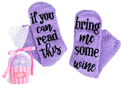 Product Cover Wine Socks with Cupcake Packaging (Lilac) - If You Can Read This Bring Me Wine - 6 Colors to Choose From!
