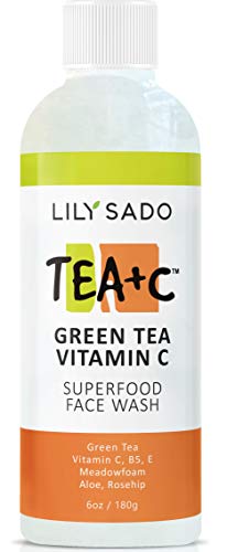Product Cover LILY SADO TEA+C Green Tea and Vitamin C Face Cleanser - Vegan Antioxidant Face Wash with Aloe + Rosehip + Meadowfoam - Gentle Deep Cleansing for Acne, Blackheads, Blemishes - For All Skin Types - 6 oz