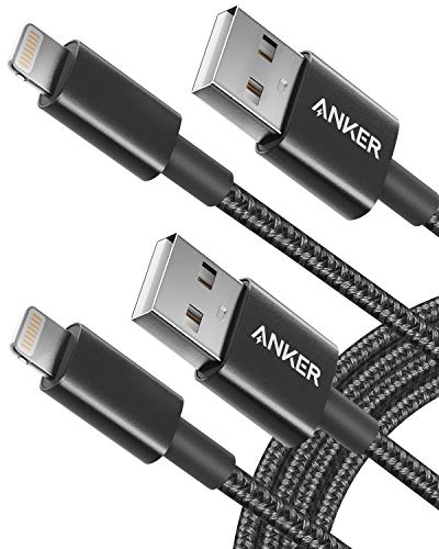 Product Cover iPhone Charger, Anker 6ft Premium Nylon Lightning Cable [2-Pack], Apple MFi Certified for iPhone Chargers, iPhone Xs/XS Max/XR/X / 8/8 Plus / 7/7 Plus / 6/6 Plus, iPad Pro Air 2, and More(Black)
