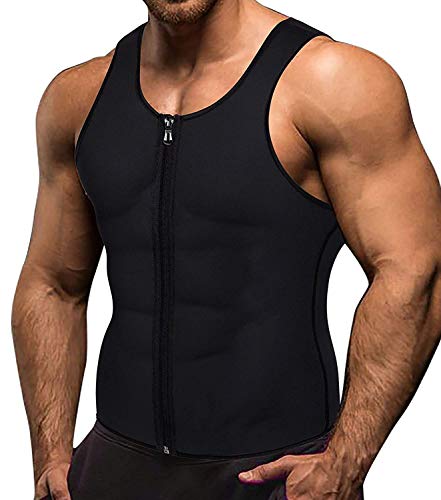 Product Cover VENAS Men Waist Trainer Vest Weightloss Hot Neoprene Corset Compression Sweat Body Shaper Slimming Sauna Tank Top Workout Shirt (Black, L)