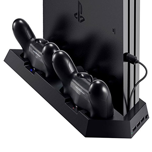 Product Cover PS4 Controller Charger with Dual Cooling Fans, Cooling Stand with Dual Charger Ports for PS4/ PS4 Slim/ PS4 Pro