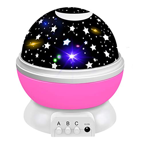 Product Cover Girls Toys Age 2-10, Night Light Moon Star Rotating for Kids Baby Girls Toys for 3-10 Year Old Girls 2-10 Year Old Girl Gifts Birthday Best Christmas Xmas Halloween Gifts for Girls Pink DMUSNL03