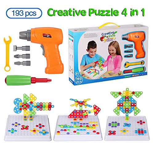 Product Cover Haifeng Educational Toys Drill Stem Learning Creative Design Kit Original 193 Piece Construction Engineering Building Blocks Creative Fun Kit for 3, 4 and 5+ Year Old Boys & Girls Best Toys Gift