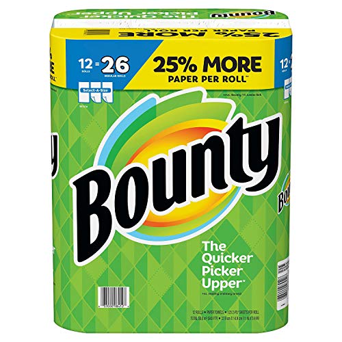 Product Cover Bounty Select-a-Size Paper Towels, White, 12 Huge Rolls = 26 Regular Rolls