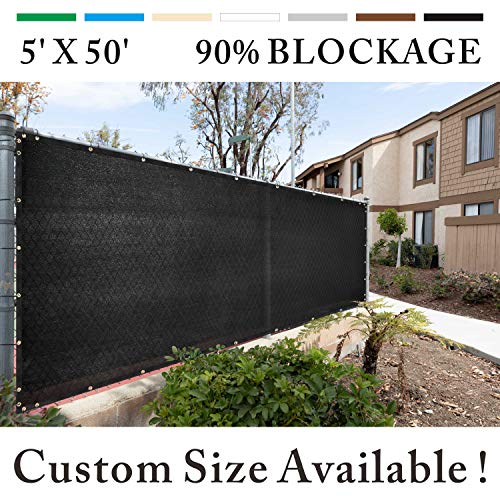 Product Cover Royal Shade 5' x 50' Black Fence Privacy Screen Cover Windscreen, with Heavy Duty Brass Grommets, Custom Make Size