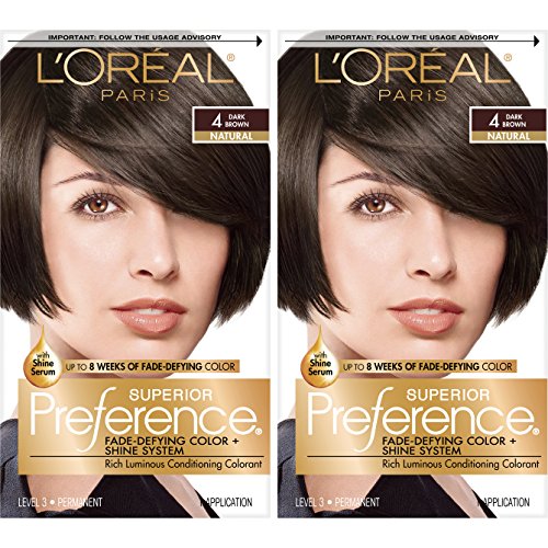 Product Cover L'Oréal Paris Superior Preference Fade-Defying + Shine Permanent Hair Color, 4 Dark Brown, 2 COUNT Hair Dye