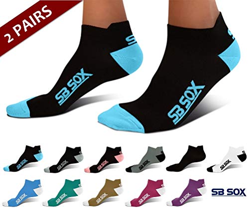 Product Cover SB SOX Ultralite Compression Running Socks for Men & Women (2 Pairs) - Perfect Option to Our Compression Socks - Best No-Show Socks for Running, Athletic, Everyday Use (Black/Blue, Medium)