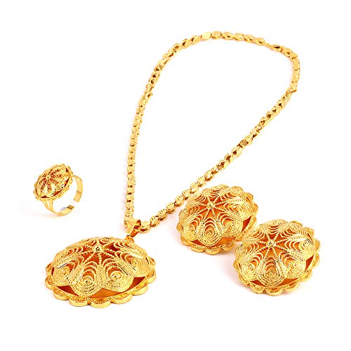 Product Cover 18K Gold Plated Big Size Jewelry Sets for Ethiopian Habesha Women Wedding Party Jewelry