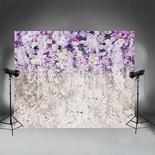 Product Cover 10x8ft Bridal Shower Background Large Wedding Purple Floral Flower Wall Backdrop Dessert Table Photobooth XT-6708