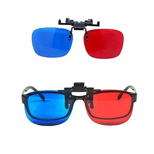 Product Cover Red-Blue/Cyan Anaglyph 3D Clip-on Glasses with Box Case Glasses for 3D TV 3D Movie Game Clip Glasses